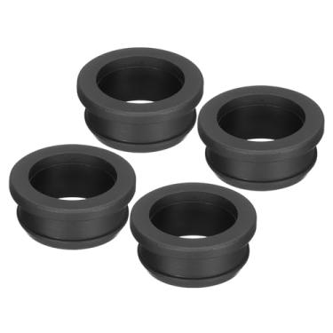 Imagem de 4 peças de encaixe de borracha com ilhós diâmetro 30 mm ID 25 mm vedação anti-arranhões para caixa elétrica cabo tubo preto