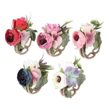 Imagem de 5 peças de pulseiras de flores de pulso para casamentos, bailes de formatura e eventos especiais, design floral artificial realista para damas de honra