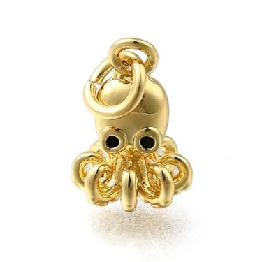 Imagem de Pingentes de polvo banhados a ouro real 18 K com anel de salto 12 x 8,5 mm para artesanato faça você mesmo, brincos, colares, joias