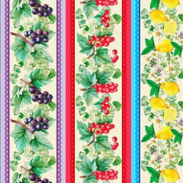 Imagem de Tecido Tricoline Estampa Digital Barrado Frutas 2 - Peripan - 50 cm x 