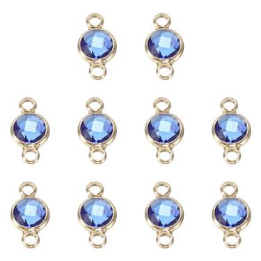 Imagem de Pedra do mês de nascimento, conector de 2 mm, orifício azul escuro 304, contas de cristal de aço inoxidável, elos de vidro, berloque, banhado a prata, redondo, para pingente, tornozeleira, 10 peças