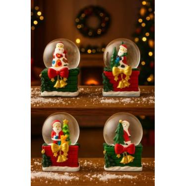 Imagem de Kit 4 Globo De Neve Casinha Do Papai Noel De 7cm Enfeite - mery christ