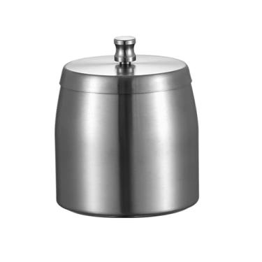 Imagem de Cinzeiro à prova de cheiro à prova de vento com tampa - Cinzeiro de aço inoxidável para ambientes externos e de carro para pátio, casa, escritório (7,6 x 6,8 x 7,5 cm), prata