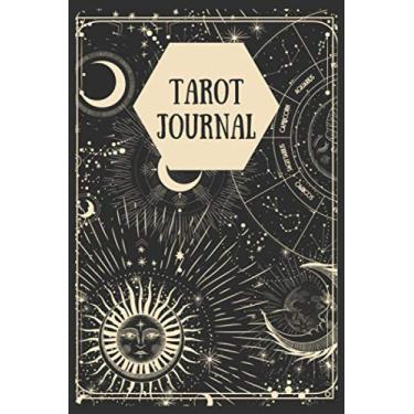 Imagem de Celestial Tarot Journal Tracker Notebook for the Modern Boho Baby Witch or Tarot Reader gift: A daily reading tracker and notebook:Track your 3 card ... zodiac moon stars cover Wicca Wiccan Pagan