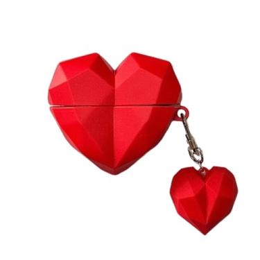 Imagem de GCVXRUD Capa de fone de ouvido para AirPods 4, capa de silicone compatível com Apple Airpods 4, capa fofa engraçada design de coração de diamante para meninas