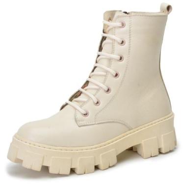 Imagem de Bota Feminina Sola Tratorada Cano Médio Cla Cle - AE44 - Marfim, 34