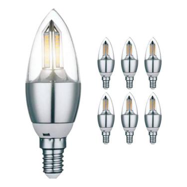 Imagem de Kit 6 Lâmpada Led Vela 4W Chama Branco-Quente 3000K 127/220