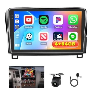Imagem de Inefala [4G + 64G] Estéreo automotivo Android 15 para Toyota Tundra 2007-2013/Toyota Sequoia 2008-2019 com Carplay sem fio/Android Auto, rádio automotivo HD de 10 polegadas com GPS, Bluetooth, WiFi