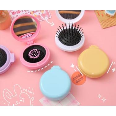 Imagem de Pente estilo nórdico, cor pura, portátil, pente de massagem com almofada de ar de plástico para viagens, com cabelo - espelho de beleza, vendido em 1 pacote.