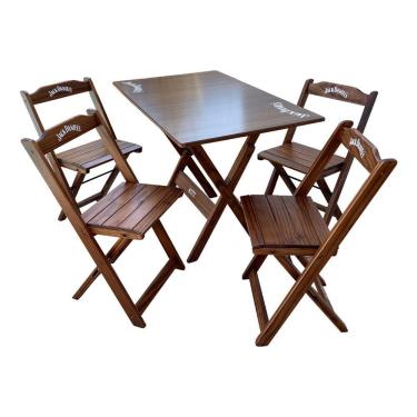 Imagem de Conjunto Mesa Dobrável Madeira 110x70 Com 4 Cadeiras Personalizada Jack Imbuia - Tarimatã