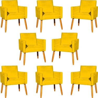 Imagem de Kit 8 Poltronas Nina Para Recepção Suede Cores Pé Palito 30cm Castanho - Suede