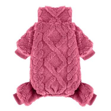 Imagem de Suéter de lã de lã com gola rolê, roupas de inverno para cães pequenos, meninas, meninos, pijamas quentes para filhotes, roupas para animais de estimação, macacão para cachorro, rosa, PPP