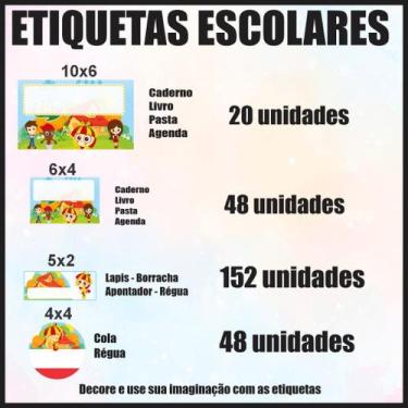 Imagem de Etiqueta Adesiva Escolar em Vinil Tema Personagem Diversos - Dekal Dec