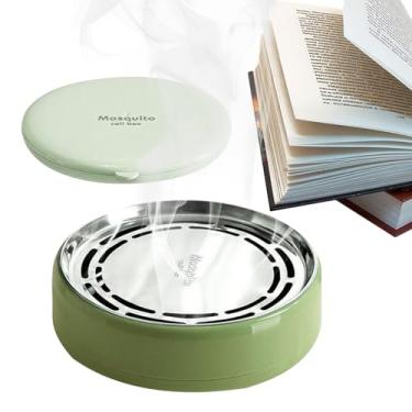 Imagem de Suporte de bobina – Suporte de queimador de bobina de incenso à prova de fogo, caixa de sândalo redonda decorativa portátil para decoração de casa para quarto, quintal, pátio