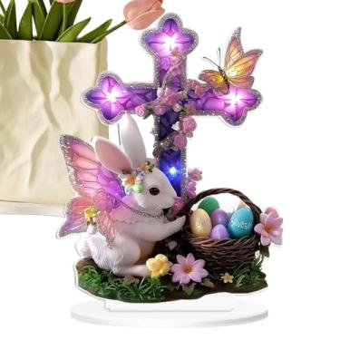 Imagem de Ornamentos de mesa de Páscoa, estatueta 2D acrílico coelho ovo enfeite de mesa | festival coelho decoração de Páscoa decoração de mesa decoração de casa para mesa, festas de férias em casa