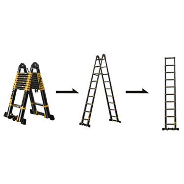 Imagem de Escada de engenharia dobrável multiuso liga de alumínio espessamento escada telescópica portátil doméstico (tamanho: 2,5 m/8,2 pés) (2,1 m/6,8 pés)