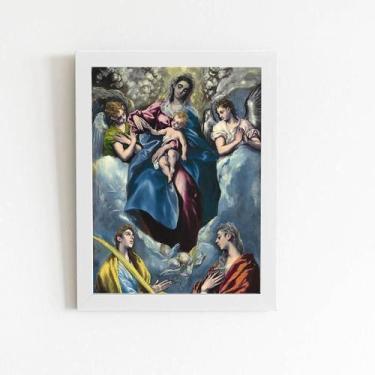 Imagem de Quadro Virgem Maria E Menino Jesus Moldura Branca 60X40Cm - Plimshop