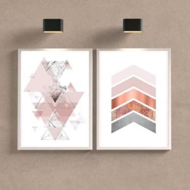Imagem de Kit Quadro Decorativo Geométricos Rosê 45x34cm 2 Peças - Quadros On-Li