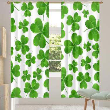 Imagem de 2 conjuntos de painéis trevo verde primavera cortinas transparentes arejadas com filtro leve painéis de cortina leve cortina de porta janela para sala de estar, quarto, jantar, 192 cm de comprimento