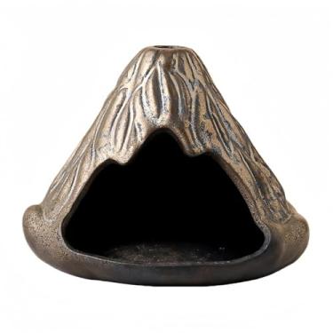 Imagem de Suporte Palo Santo, queimador de incenso de cerâmica em forma de vulcão com acabamento texturizado, para palitos de incenso, cones e aromaterapia de lascas de madeira, quimenea