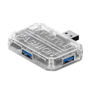 Imagem de Hub USB 3.0 de 4 portas – Divisor USB transparente para jogos com Plug and Play, proteção contra sobrecorrente e HDMI/Ethernet/PD opcional, compatível com PC, laptop e periféricos