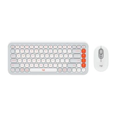 Imagem de Combo Teclado e Mouse sem fio Logitech POP Icon com Teclas e Botões Personalizáveis, Clique Silencioso, Easy-Switch para até 3 dispositivos e Conexão Bluetooth - Branco