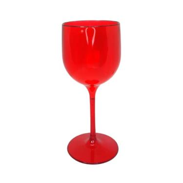Imagem de 10 Taças De Vinho Acrílico Cristal Translúcido 280 Ml Cor:Cristal Vermelho