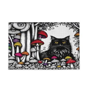 Imagem de Blueangle Quebra-cabeça de 1000 peças para adultos - brinquedos interessantes para família e amigos - Presente personalizado de quebra-cabeças de gato preto (330)