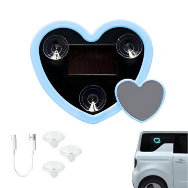 Imagem de Luz ambiente LED para carro movida a energia solar - Detalhe neon em forma de coração duplo para janelas traseiras e laterais | Presente romântico para Natal, Dia dos Namorados, Encontro Noite|5 modos
