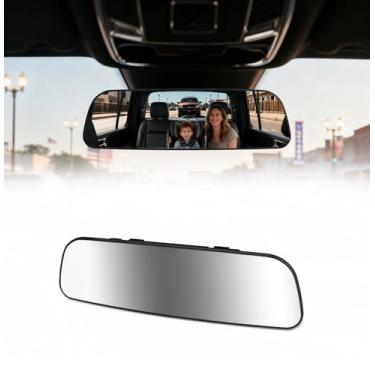 Imagem de HmmtyRack Espelho retrovisor, 24 cm, cromado, antirreflexo, retrovisores panorâmicos, universais, convexos, clipe interno de carro, extensor de espelho retrovisor grande angular extra grande para