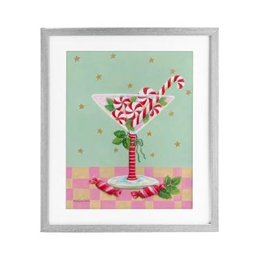 Imagem de Stupell Industries 'Festive Peppermint Martini', Impressão emoldurada sob vidro, cinza, 13 x 16