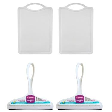 Imagem de Kit 2 Rodo de pia Branco e 2 Tábua de corte Branco