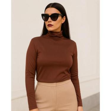 Imagem de Blusa Térmica Feminina Gola Alta Flanelada Zanca Modas, GG, Marrom