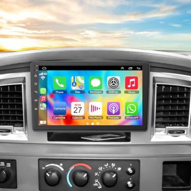 Imagem de Rádio veicular Android 13 de 9 polegadas para Dodge Ram 1500/2500/3500 (2006-2008), Dodge Durango (2005-2008), Jeep Grand Cherokee (2005-2009) – 4 GB de RAM + 64 GB ROM CarPlay Screen