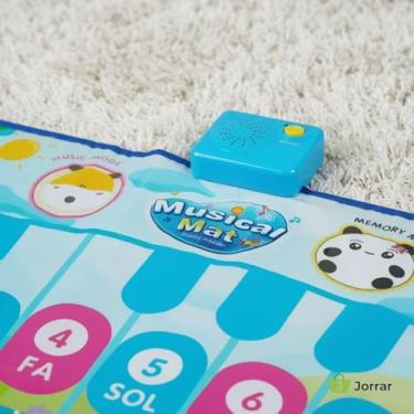 Imagem de Tapete Musical Piano Infantil 8 Teclas 3 Modos Música Azul Brinquedo Educativo Sensorial Crianças Bebês Desenvolvimento Motor Aprendizado Musical Interativo Diversão