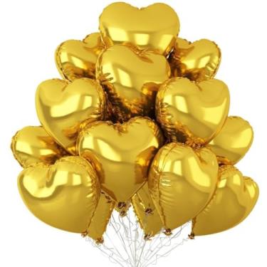 Imagem de Kit 50 Balões Coração-Dourado