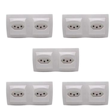 Imagem de Kit 5 Conjuntos 2 Tomadas 10A Pial Sistema X 675062 - Pial Legrand