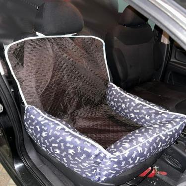 Imagem de Cama Pet 2 em 1 com Capa Protetora para Banco Traseiro – Pequeno, Estampado e Impermeável Toddy (Azul)