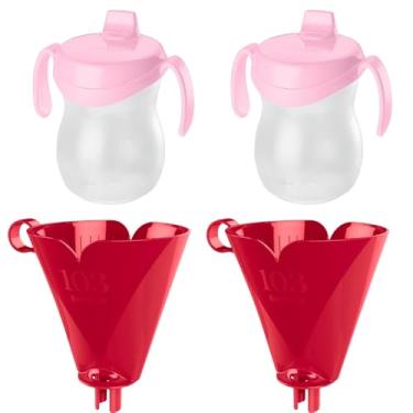 Imagem de Conjunto de 2 Suporte para Filtro de Café 103 Vermelho + 2 Copo Infantil Plástico Rosa 310ml
