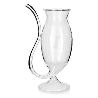 Imagem de Copo Taça de Vidro Cristal Para Drinks Modelo Vampiro 200ML Canudo Emb