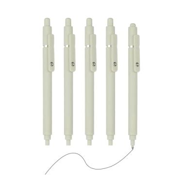 Imagem de PATIKIL Pacote com 5 canetas retráteis de 0,5 mm, canetas esferográficas retráteis, ponta fina, escrita suave, fofa, para escritório, material doméstico, diário, caderno, amarelo