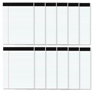 Imagem de DORFAS Bloco de notas 8,5 x 11 blocos de notas 21,6 x 29,8 cm, pautados para faculdade, papel pautado de 80 g/m², 30 folhas por bloco, pacote com 12 blocos de notas perfurados para listas de tarefas,