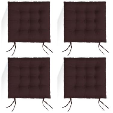 Imagem de Kit 4 Almofadas Futon para Cadeira 40x40 cm – Assento Confortável Enchimento Macio Tecido Oxford (Marrom)