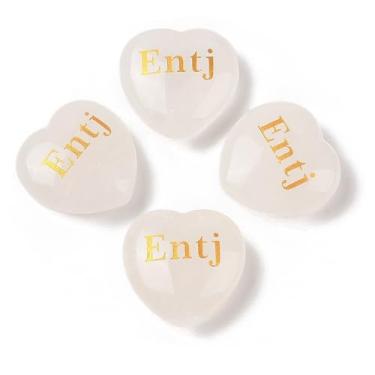 Imagem de Estatuetas MBTI com cristal de quartzo natural com gravação de coração, estátuas de cristal de cura, presentes para decoração de mesa de escritório em casa, 30 x 30 x 12,5 ~ 13 mm