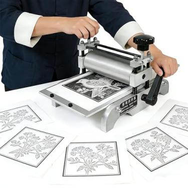 Imagem de Prensa de gravura manual de mesa pequena, máquina de impressão com rolo de metal de 31 * 17 cm para papel/xilogravura/chapa de cobre, prensa de gravura portátil para estúdio de 4,7 kg