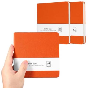 Imagem de PATIKIL Caderno de desenho pequeno, 14 x 13 cm, pacote com 3, mini bloco de papel aquarela, 300 g/m2, papel grosso, 24 folhas/48 páginas, bolso quadrado para desenhar, viagem, artista, adultos