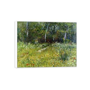 Imagem de Vincent van Gogh Famosa pintura em tela de arte de parede pronta para pendurar. Estacione na primavera. Imagem em moldura branca para decoração de sala de estar 80 x 105 cm 31 x 41 pol