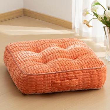 Imagem de Almofada lavável de 15,2 cm para adultos, almofada de meditação, capa de veludo cotelê misturada tufada removível, grande piso quadrado sentado para sala de estar ou ioga, 55 x 55 cm, lavável na