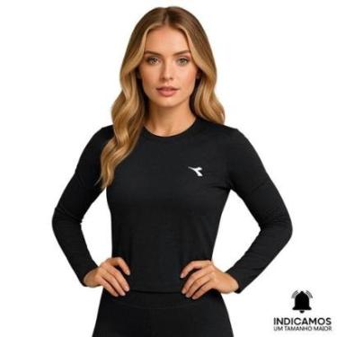 Imagem de Camisa Térmica Diadora Manga Longa Small Logo Feminina - Preto P-Feminino