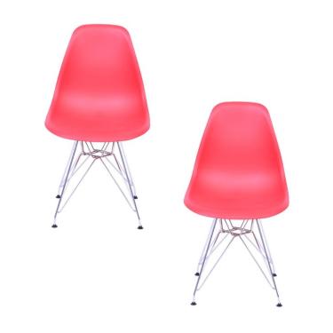 Imagem de Conjunto com 2 Cadeiras DKR Eames Telha e Cromado